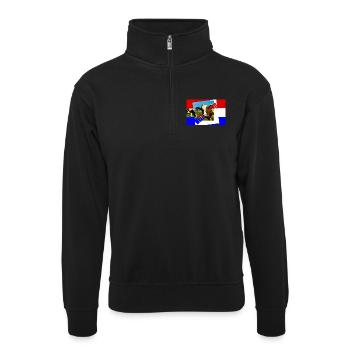 Cow Collage in Primary Colors - Unisex sweater with zip collar - black - Front