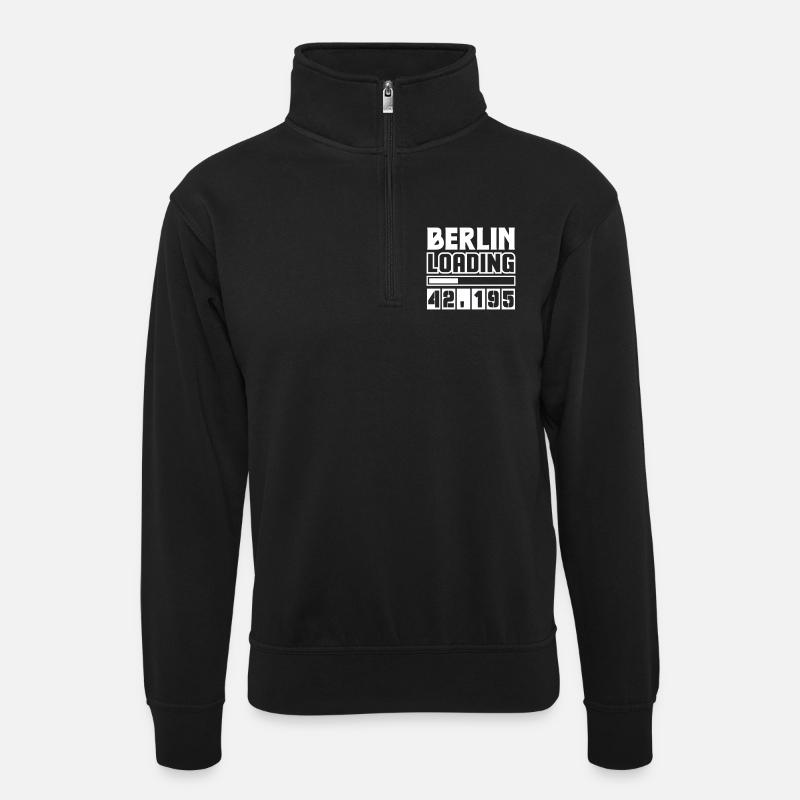 Berlin Loading 42,195 - Unisex sweater with zip collar - black