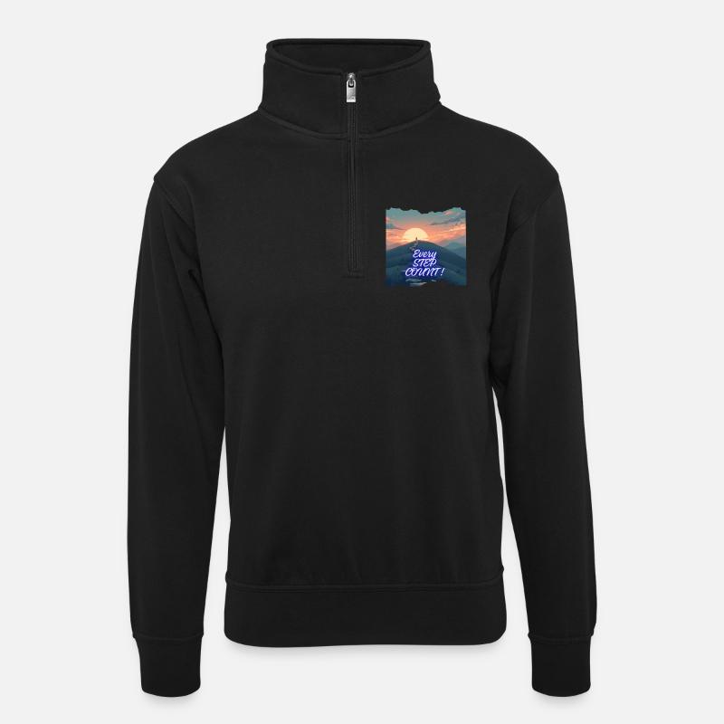 Chaque Pas Compte Horizon Neon - Sweat col montant zippé unisexe - noir