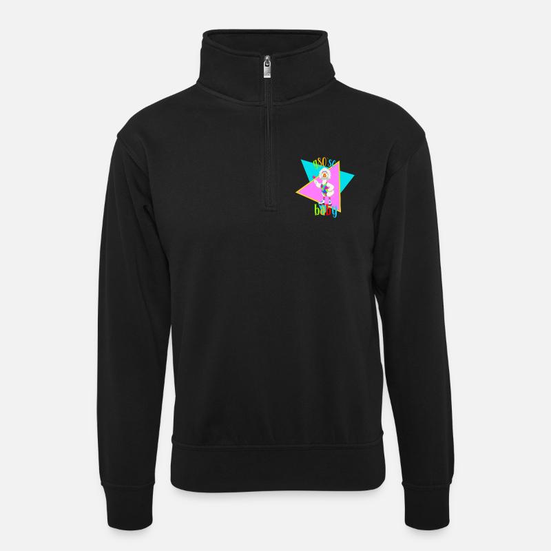 Gans im 80er Retro Rollschuh Look - Unisex Pullover mit Zip-Kragen - Schwarz