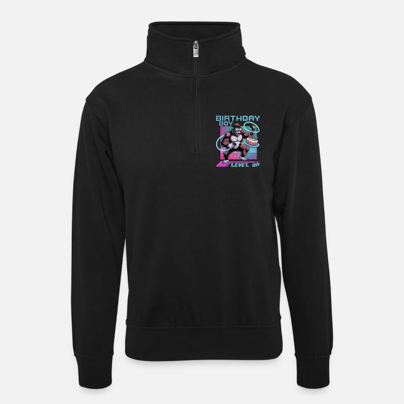 Birthday Gamer VR - Unisex Pullover mit Zip-Kragen - Schwarz