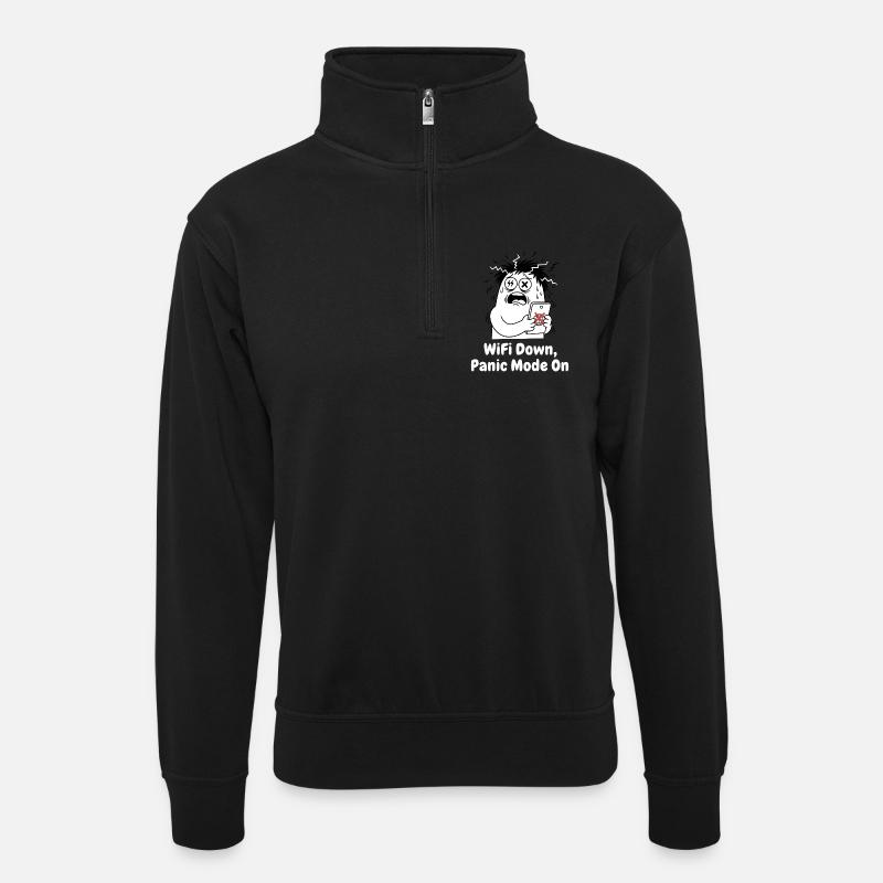 WiFi Failure Panic Mode - Unisex sweater with zip collar - black