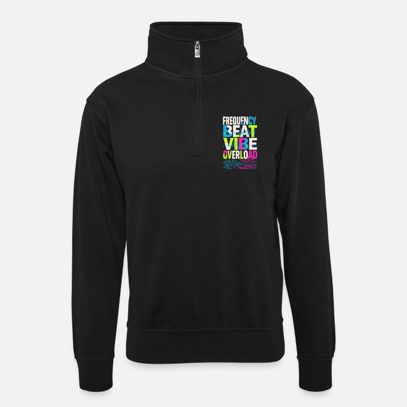 Frequency Beat Vibe Overload Design - Unisex sweater with zip collar - black