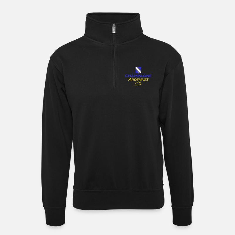 Design champardennais - Unisex Pullover mit Zip-Kragen - Schwarz