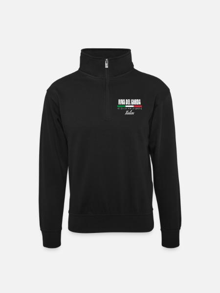 Riva del Garda - Unisex sweater with zip collar - black