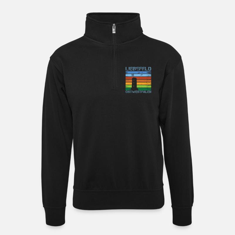 Liebefeld ❤ Sparrenburg - Unisex Pullover mit Zip-Kragen - Schwarz