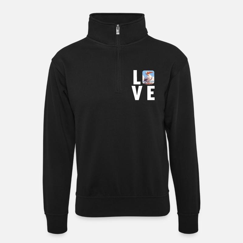 Pelikane Pelikan - Unisex Pullover mit Zip-Kragen - Schwarz