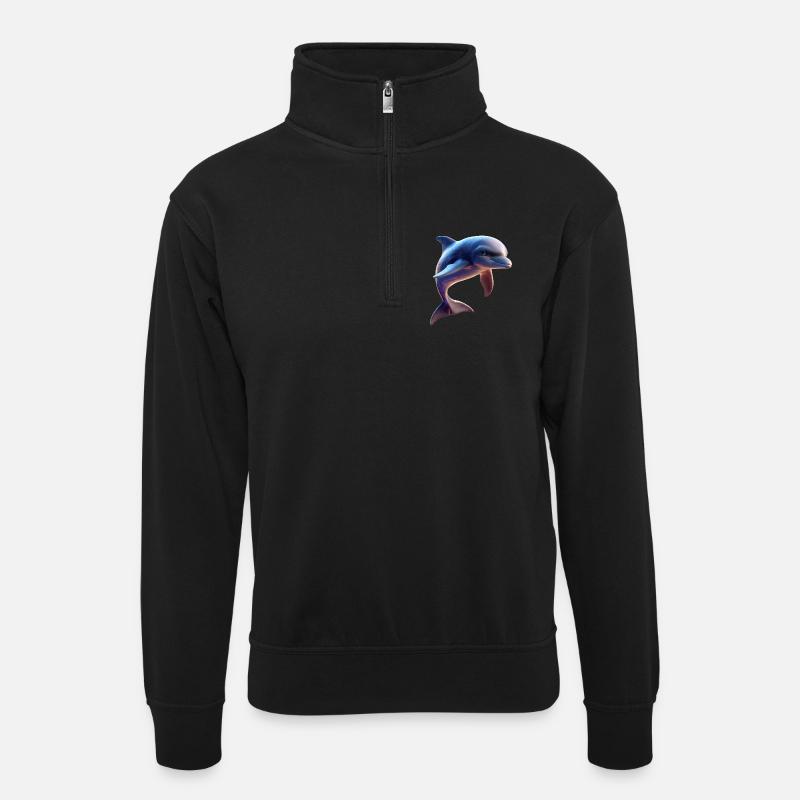 Delphin Taucher Delphine Ozean Süße Delfine Delfin - Unisex Pullover mit Zip-Kragen - Schwarz