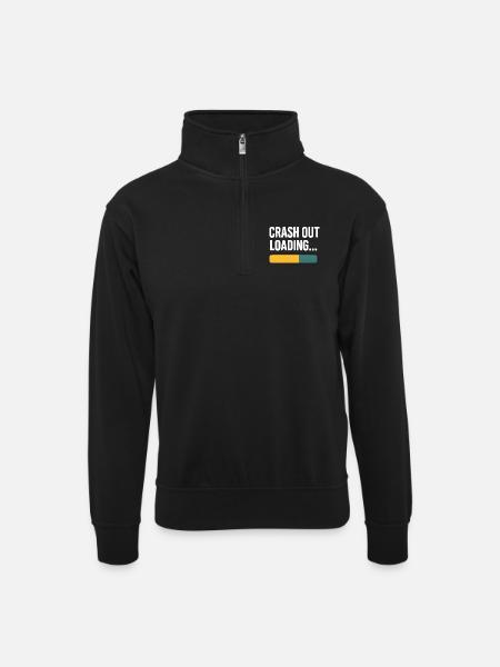 Crash Out Loading Bar, lustiger Spruch - Unisex Pullover mit Zip-Kragen - Schwarz