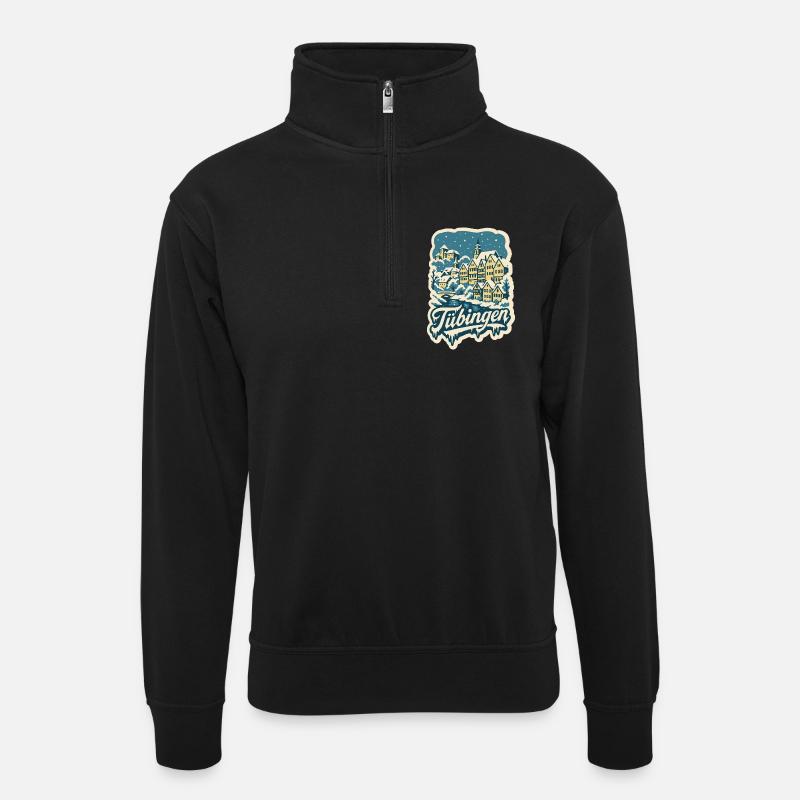 Hiver du Bade-Wurtemberg à Tübingen - Sweat col montant zippé unisexe - noir