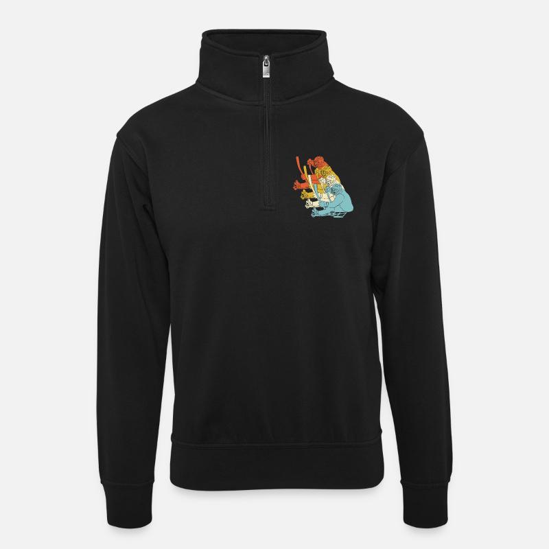 Para Handicap Eishockey - Unisex Pullover mit Zip-Kragen - Schwarz