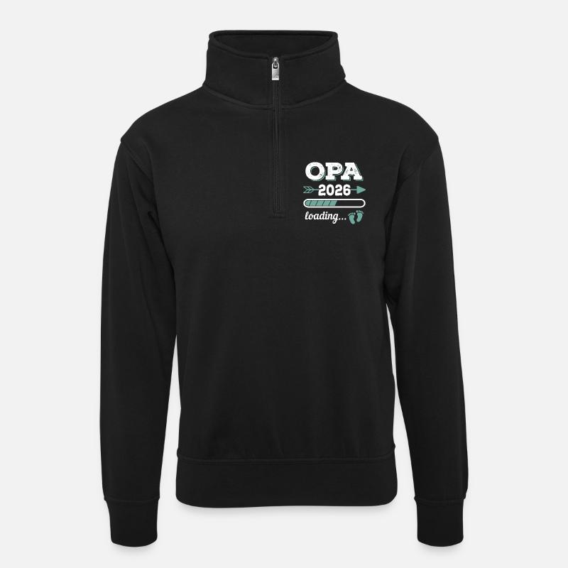 Opa 2026 Loading Werdender Großater Geschenkidee - Unisex Pullover mit Zip-Kragen - Schwarz