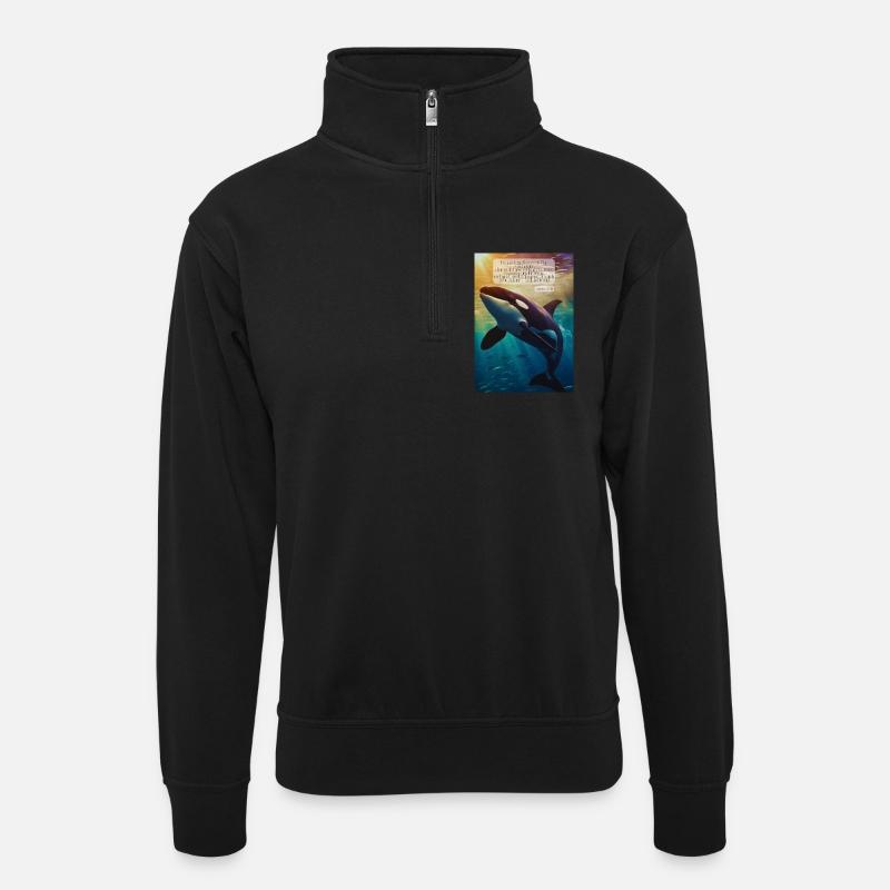 Orca Underwater Hope Verse - Sweat col montant zippé unisexe - noir