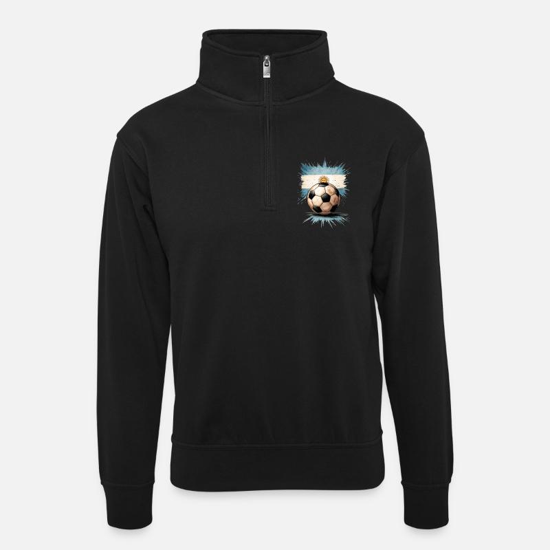 Argentinien Fußball - Unisex Pullover mit Zip-Kragen - Schwarz
