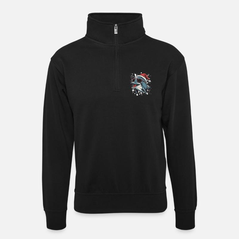Dauphin Noël Drôle - Sweat col montant zippé unisexe - noir