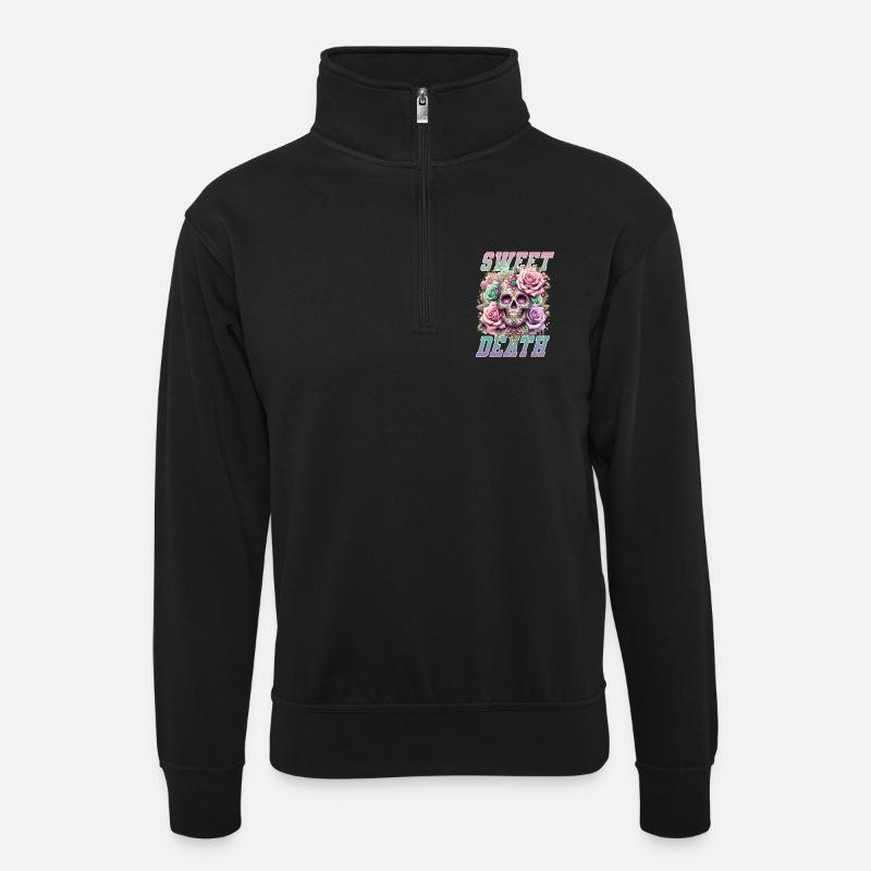 Fleurs Crâne Beauté Floraison - Sweat col montant zippé unisexe - noir