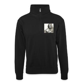 Sensenmann Skelett Becher mit Kapuze - Unisex Pullover mit Zip-Kragen - Schwarz - Vorne