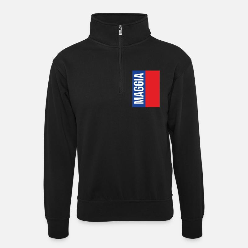 Maggia Tessin Souvenir T-Shirt - Unisex Pullover mit Zip-Kragen - Schwarz