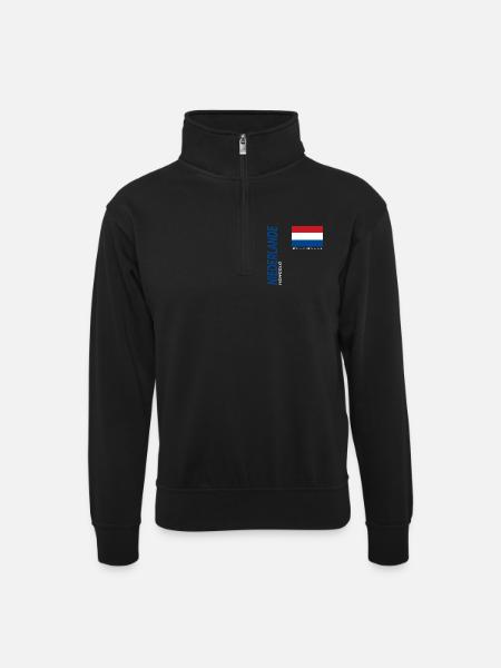 Hengelo - Unisex Pullover mit Zip-Kragen - Schwarz