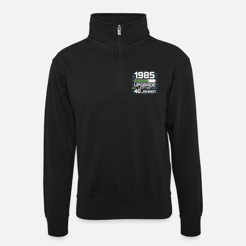 1985 Upgrade Jubiläum - Unisex Pullover mit Zip-Kragen - Schwarz