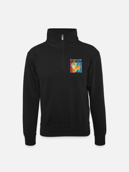 Blue Tongue Lizard - Unisex sweater with zip collar - black