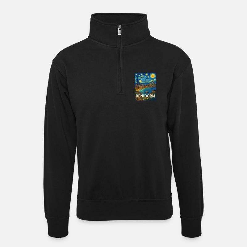 Benidorm Spanien - Unisex Pullover mit Zip-Kragen - Schwarz