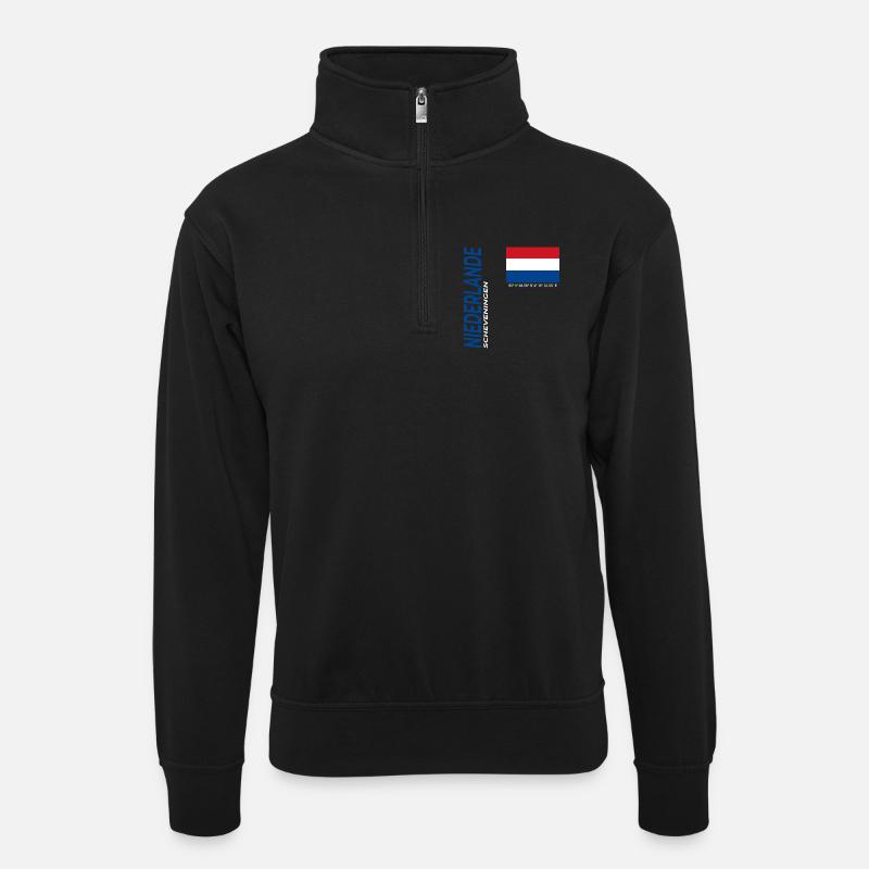 Scheveningen - Unisex Pullover mit Zip-Kragen - Schwarz