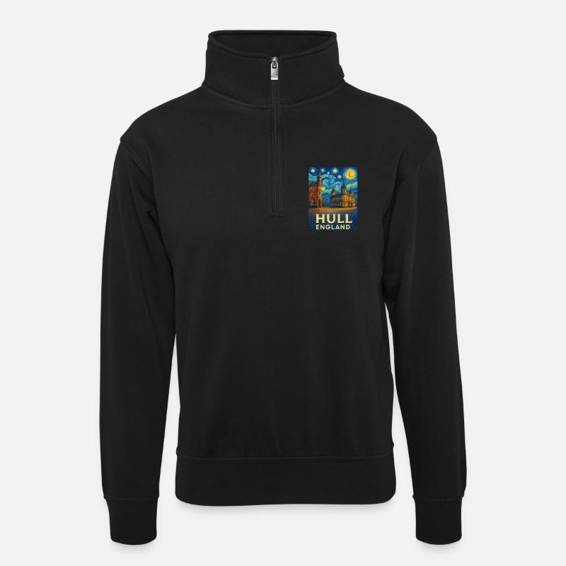 Hull, Angleterre - Sweat col montant zippé unisexe - noir