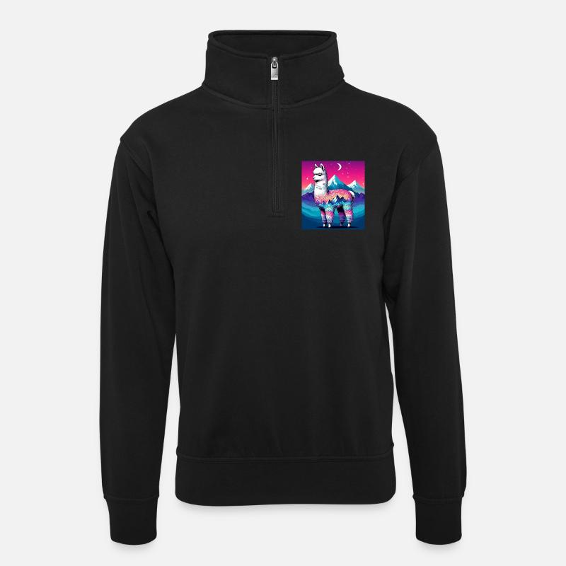 Alpaca - Unisex sweater with zip collar - black