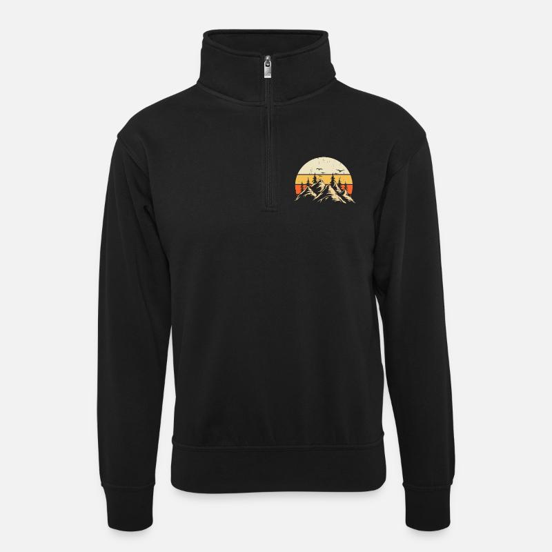 Wandern Wanderer Bergsteiger Geschenk - Unisex Pullover mit Zip-Kragen - Schwarz