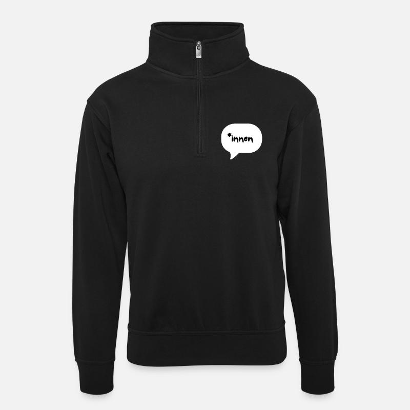 *innen - Unisex Pullover mit Zip-Kragen - Schwarz