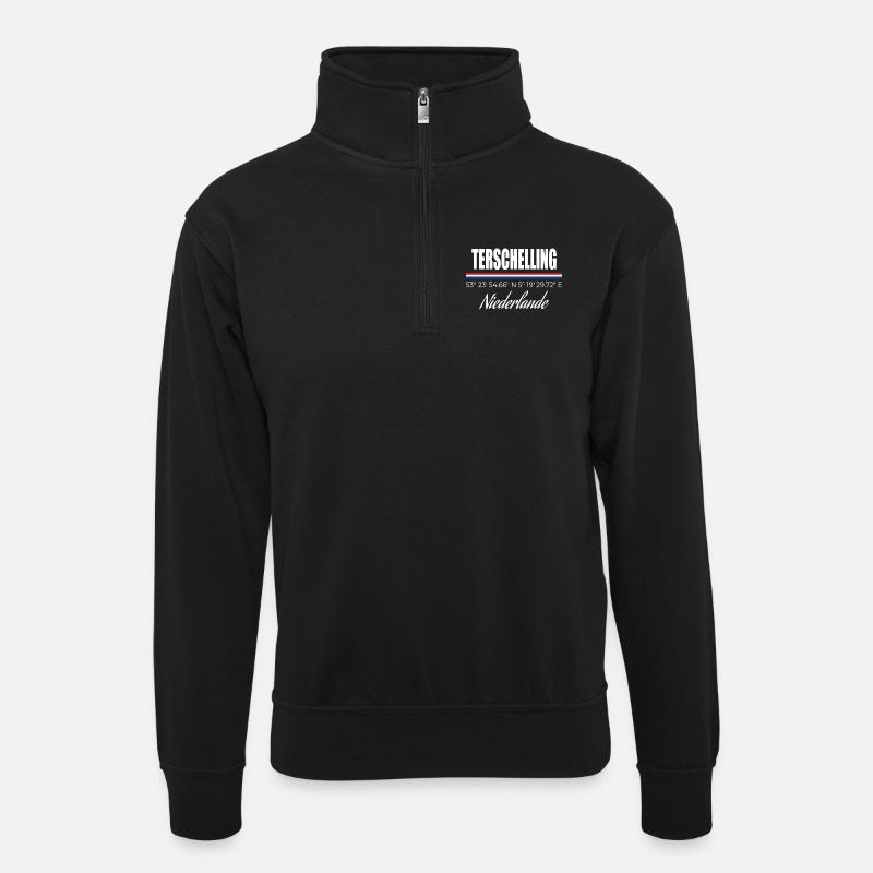 Terschelling - Sweat col montant zippé unisexe - noir