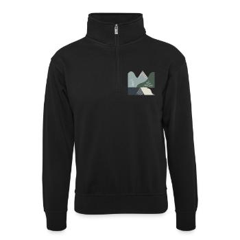 Geometrische Berglandschaften - Unisex Pullover mit Zip-Kragen - Schwarz - Vorne