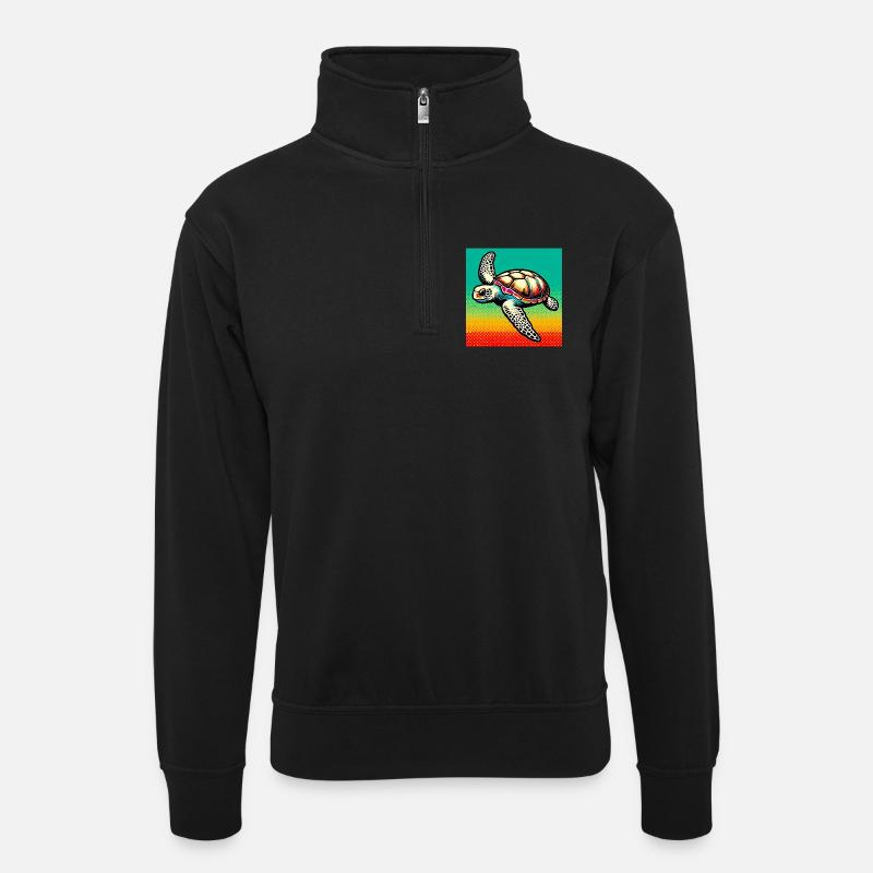 Schildkröte - Unisex Pullover mit Zip-Kragen - Schwarz