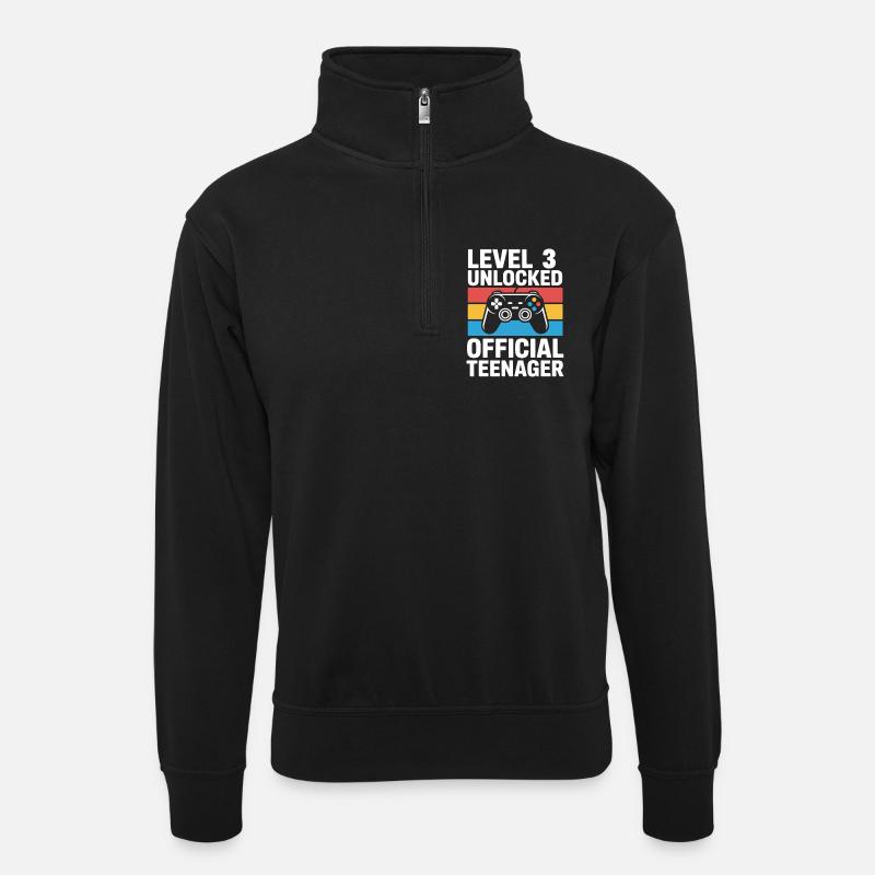 Level 3 Unlocked Gamer Tee - Unisex sweater with zip collar - black