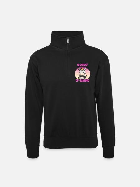 Gaming queen - Unisex sweater with zip collar - black