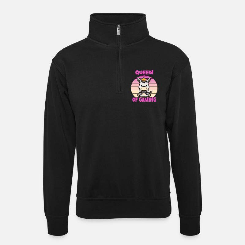 Gaming queen - Unisex sweater with zip collar - black