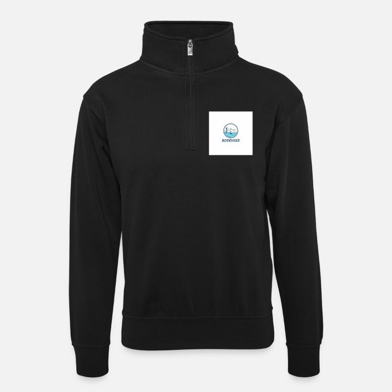 Bodensee Leuchtturm Segelboot - Unisex Pullover mit Zip-Kragen - Schwarz