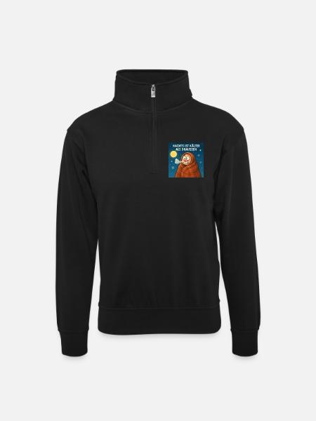 It's colder at night than outside - Unisex sweater with zip collar - black