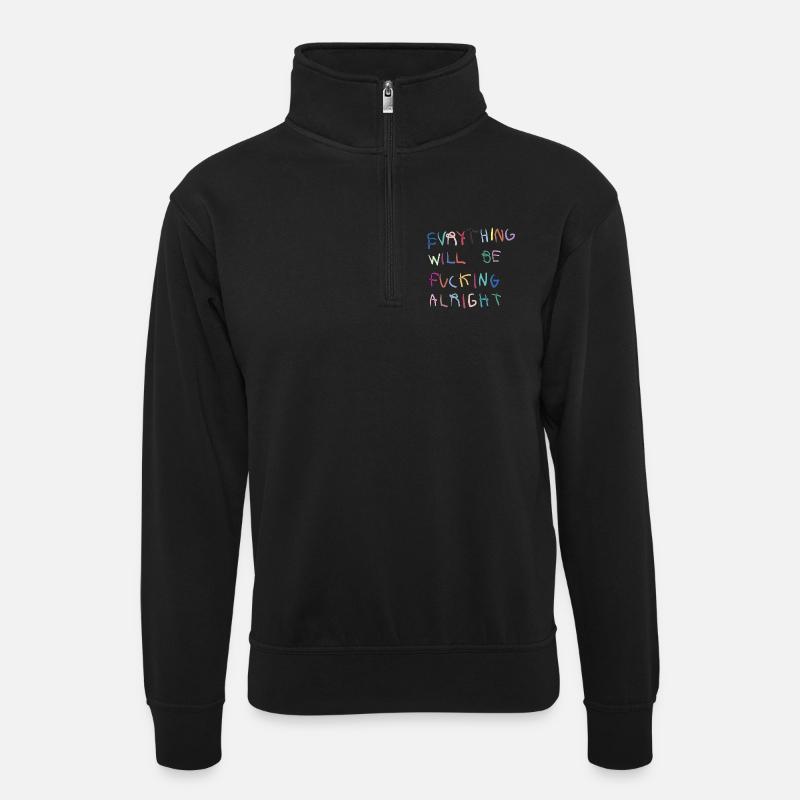 Everything will be alright bunt - Unisex sweater with zip collar - black