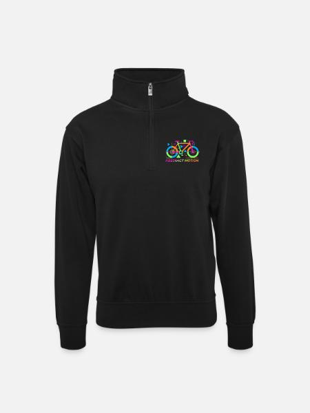 Neon Abstract Bicycle Motion - Unisex sweater with zip collar - black