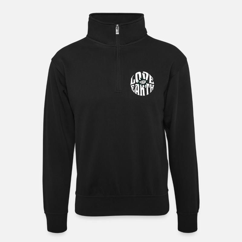Love your Earth - Unisex Pullover mit Zip-Kragen - Schwarz