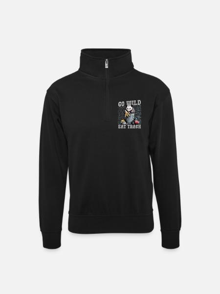 Funny Opossum - Unisex sweater with zip collar - black