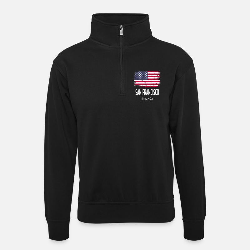 San Francisco - Unisex sweater with zip collar - black