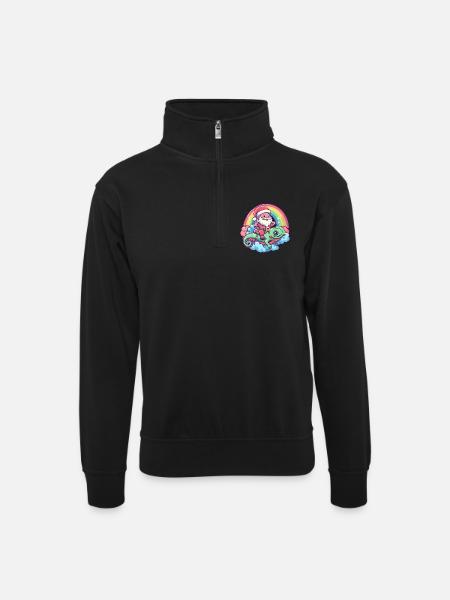 Chameleon Santa Claus Christmas - Unisex sweater with zip collar - black