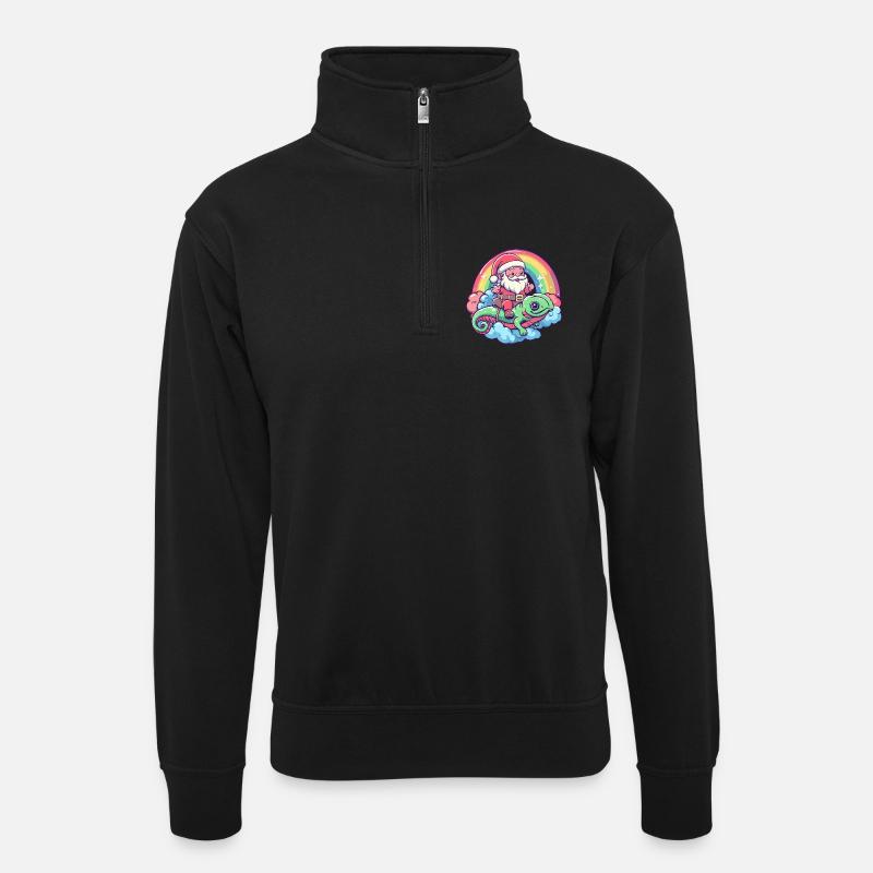 Noël Caméléon du Père Noël - Sweat col montant zippé unisexe - noir