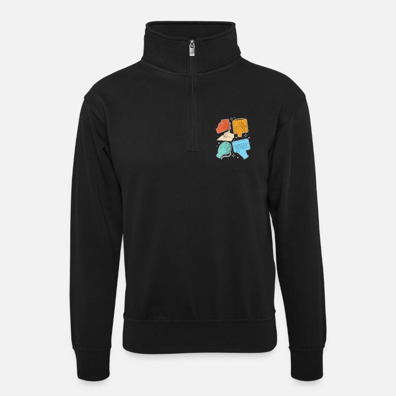SLP Sign Language AAC Communication - Unisex sweater with zip collar - black