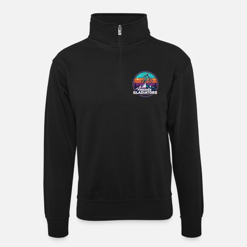 Freeride Gladiators Peak Fahrt - Unisex Pullover mit Zip-Kragen - Schwarz