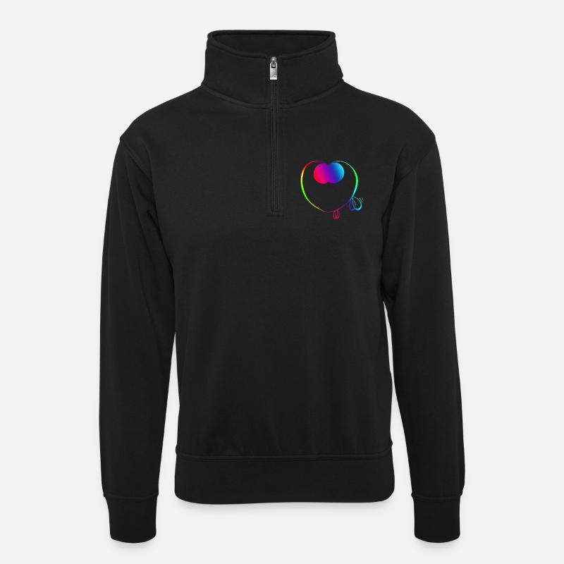 Süßer Regenbogen-Trickster - Unisex Pullover mit Zip-Kragen - Schwarz