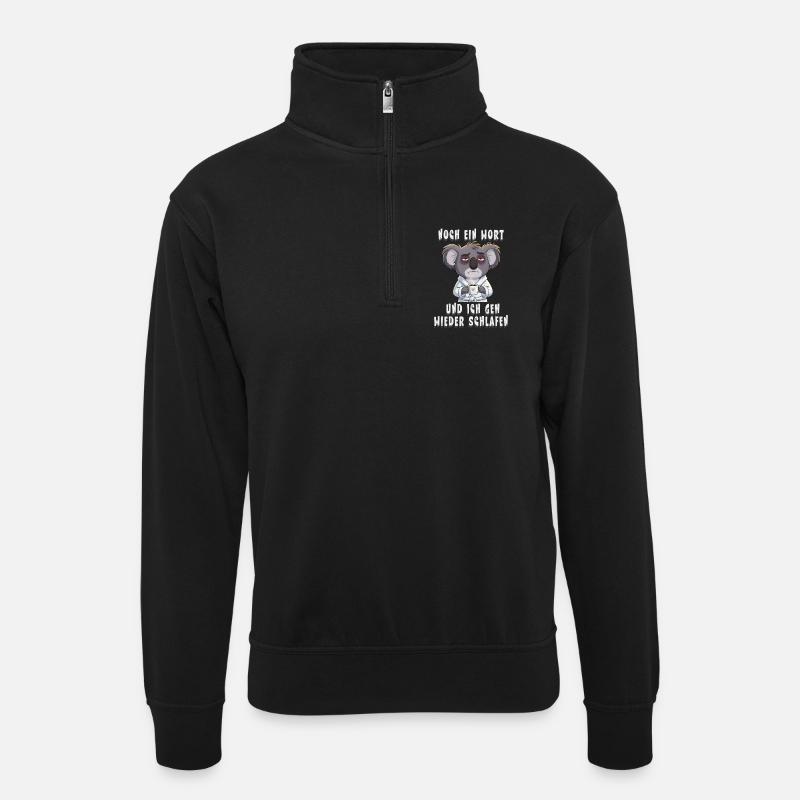 Koala fatigué Matin, grognon - Sweat col montant zippé unisexe - noir